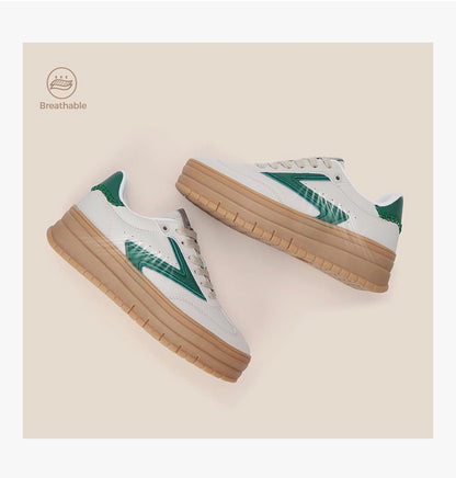 LUCKY STEP Women's Platform Sneakers Gum Sole Suede Casual Classic Retro Rubber Thick Sole Trendy Fashion Tennis Walking Shoes