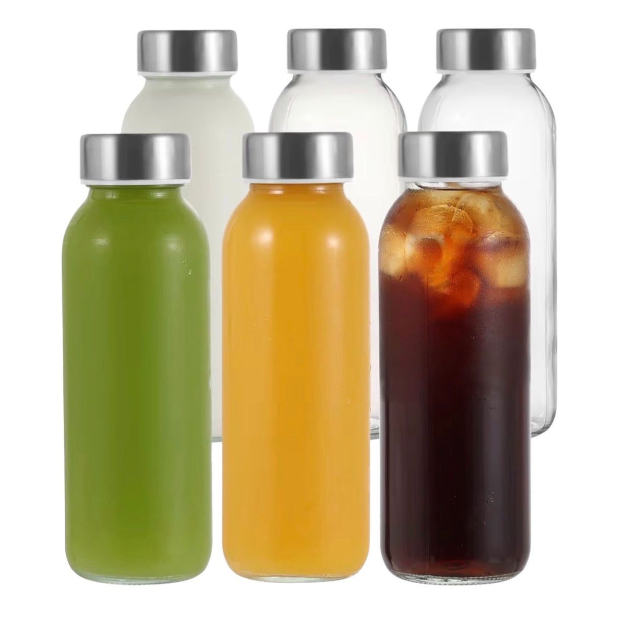 Glass Bottles With Stainless Steel Lids, 300/350/750/1000ML Water Bottles, Leak Proof Reusable Drinking Bottles for Hot Cold Drinks, Work, Gym, Home