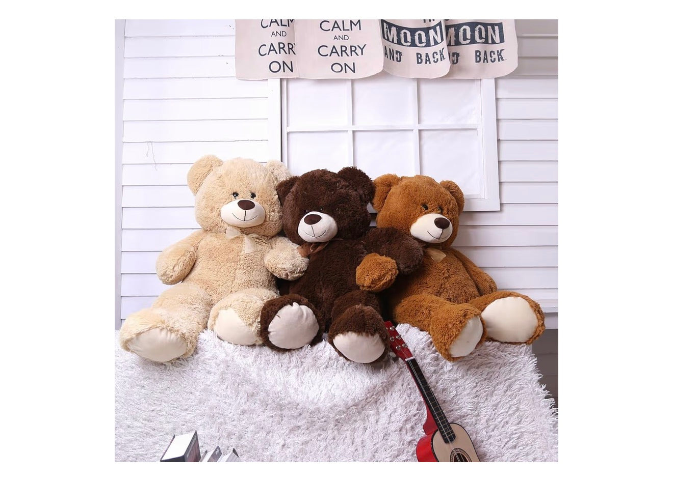 iBonny Giant Teddy Bear, 90cm, Tan Stuffed Animal, Plush, Soft Toy, Love Gift, Child Dolls