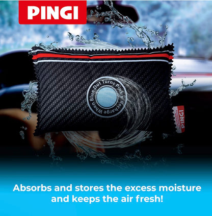 Pingi Reusable Car Dehumidifier Bags (4 x 350g) - Moisture Condensation Damp Absorber for Car & Home, 100% Leakproof & Reusable, Microwave Rechargeable Dehumidifier for Cars