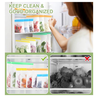 22 Pack Reusable Freezer Bags - Extra Thick Silicone Food Bags for Storage,Stand-up Reusable Food Pouches, BPA Free Ziplock Food Bags for Lunch, Sandwich, Meal Prep, Snack