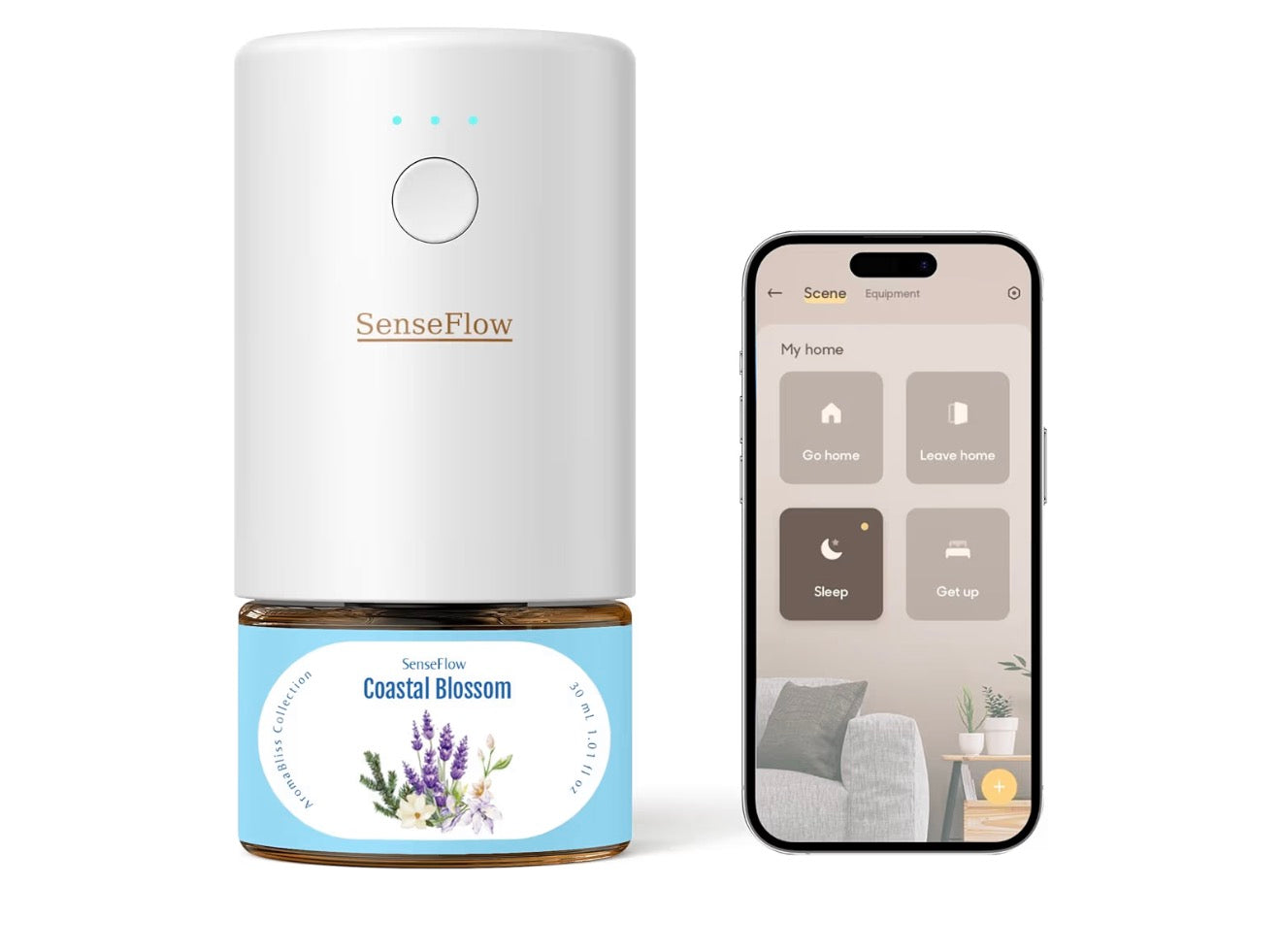 Essential Oil Diffuser Waterless Ultrasonic Smart Wi-Fi SF101S - 100% Plant-Based, LED Light, Adjustable Modes, 100㎡ Covers, 120-Day Scent - Air Freshener & Aromatherapy