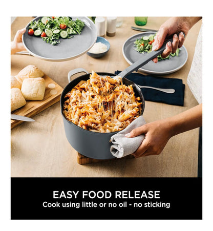 Foodi 8-in-1 PossiblePot with ZEROSTICK, Roasting/Steaming Rack, Strainer, Utensil, Glass Lid, 6.6L, Induction Compatible, Oven Safe to 260°C, Sea Salt Grey CW202GYUK