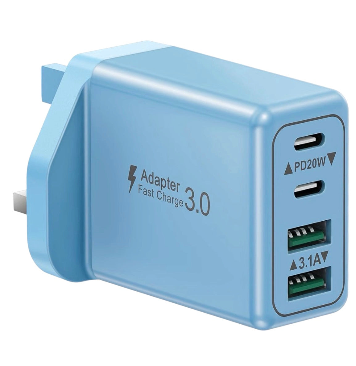 40W 4-Port USB-C Fast Charger Plug UK PD QC Multiport Wall Adapter