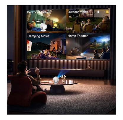 XBJ 360 Portable Projector, Support 4K 1080P 300 ANSI Mini Projector with Wifi and Bluetooth, Auto Keystone Movie Projector, Proyector Portátil, Perfect for Movie Nights, White