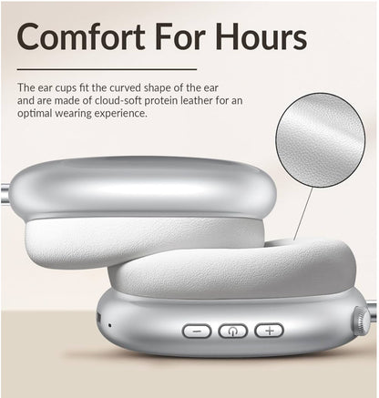 Wentronic Y02 Active Noise Cancelling Headphones,60H Battery,5 EQ Music Modes,Hi-Res Audio,Deep Bass,Foldable Wireless Over Ear Bluetooth 5.4 Headset,Breathable Leather Earpads