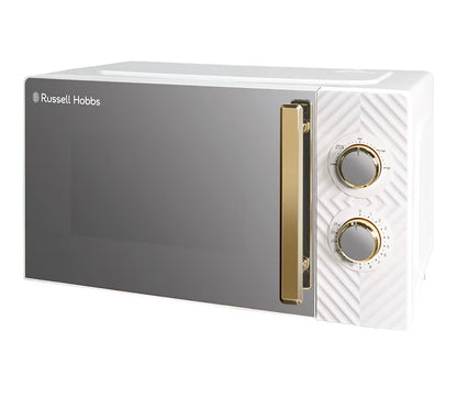 Russell Hobbs  Litre 700W White Solo Manual Microwave with Groove Design, 5 Power Levels, Integrated Timer and Defrost Function, Easy Clean RHMM723