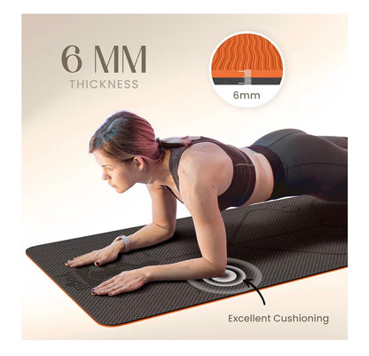 Yogii Yoga Mat - Non-Slip 6mm Thick TPE & Travel-friendly Yoga Mat - Perfect for Home & Gym Exercise Fitness & Pilates - With Laser Alignment Guides for Men & Women