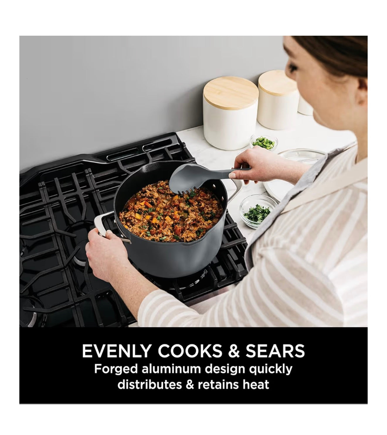 Foodi 8-in-1 PossiblePot with ZEROSTICK, Roasting/Steaming Rack, Strainer, Utensil, Glass Lid, 6.6L, Induction Compatible, Oven Safe to 260°C, Sea Salt Grey CW202GYUK