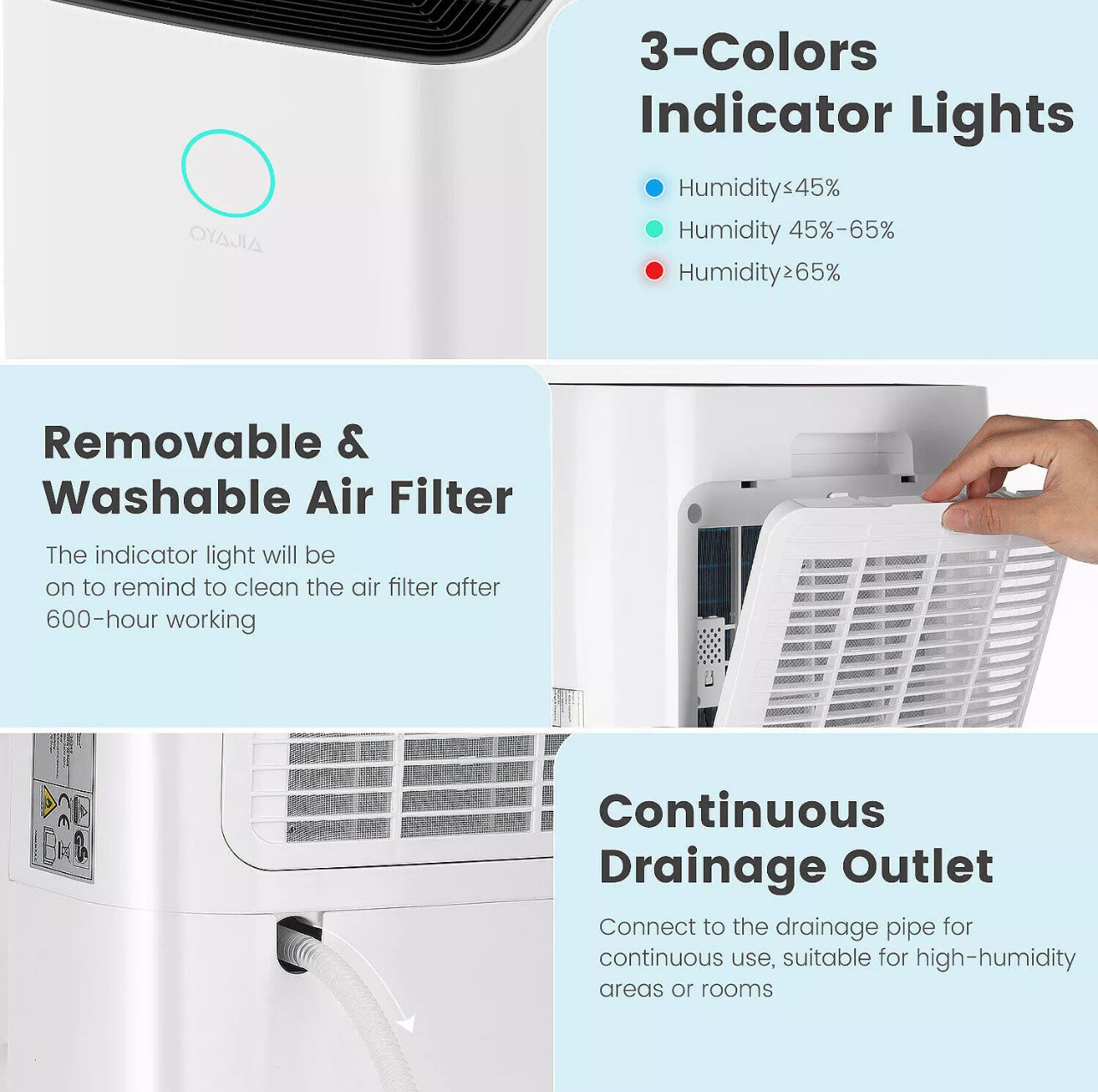 25L Dehumidifier & Air Purifier with Humidistat & LCD Display – Ideal for Home & Laundry Use (UK Plug)