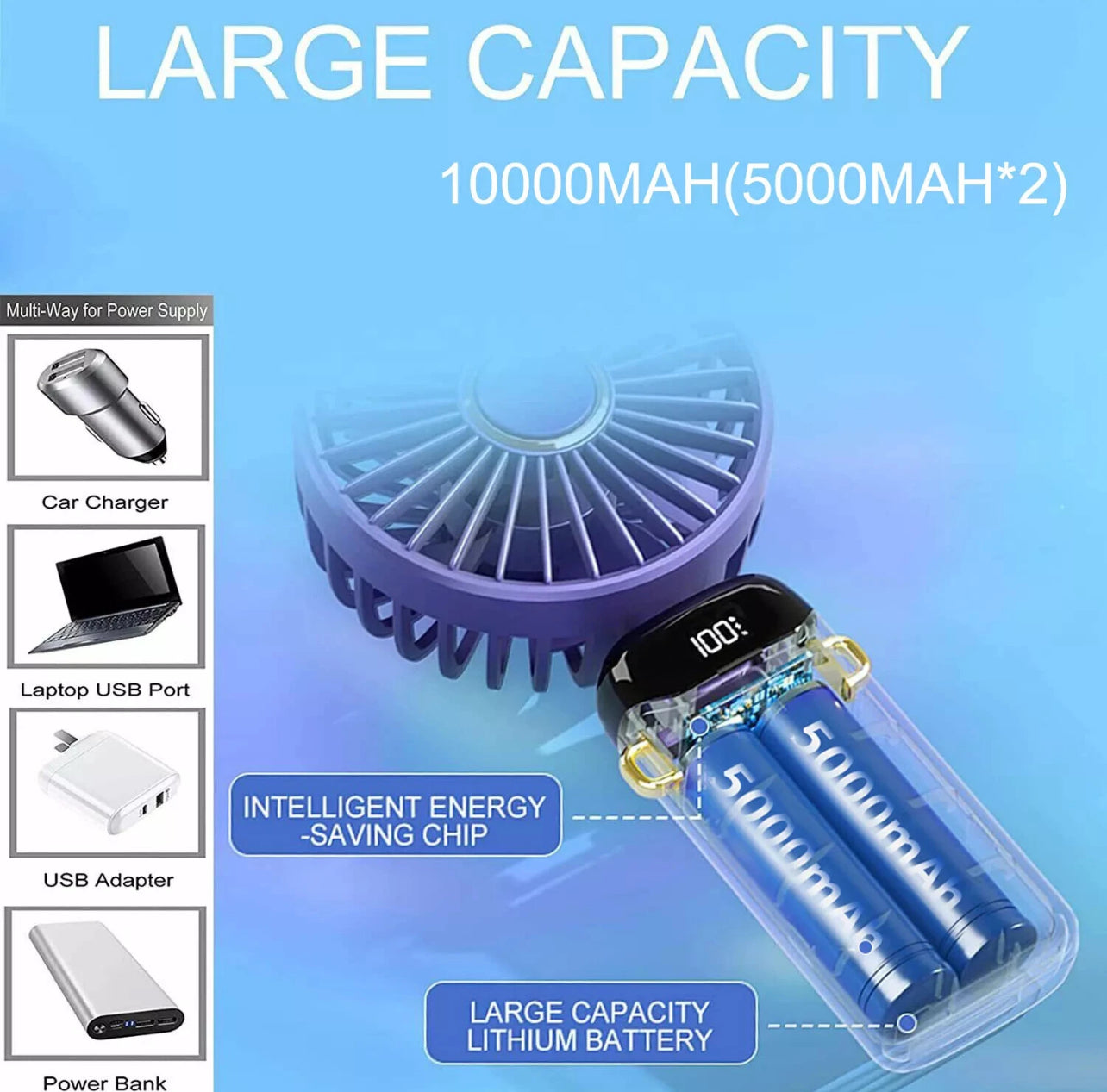 Portable Hand-Held Mini Folding Desk Fan – USB Rechargeable | Compact Cooling for Home, Office & Travel (UK)