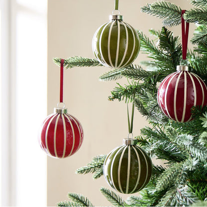 Pack of 4 Glass Christmas Bauble - Multicolour