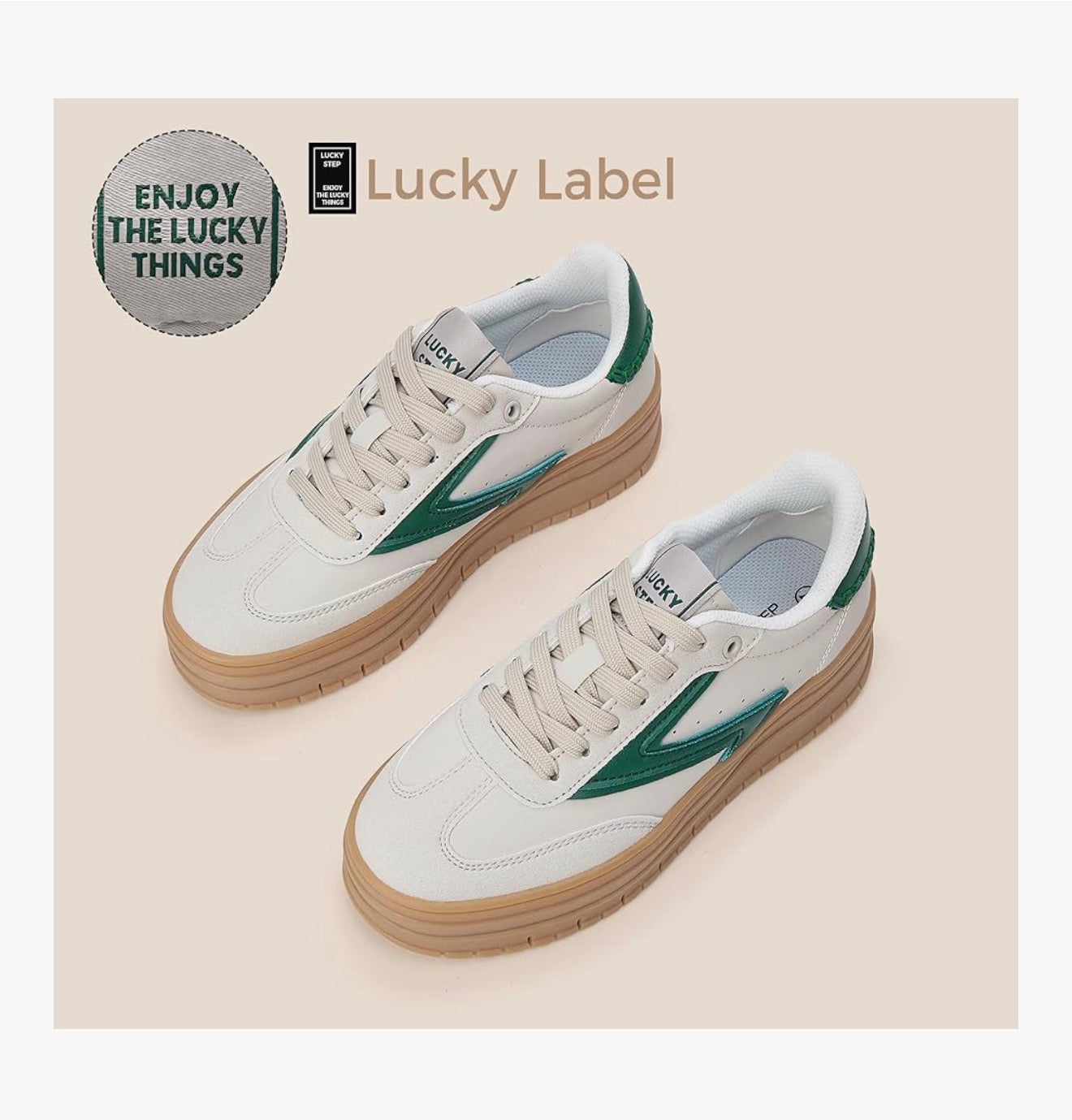 LUCKY STEP Women's Platform Sneakers Gum Sole Suede Casual Classic Retro Rubber Thick Sole Trendy Fashion Tennis Walking Shoes