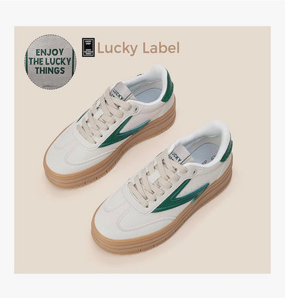 LUCKY STEP Women's Platform Sneakers Gum Sole Suede Casual Classic Retro Rubber Thick Sole Trendy Fashion Tennis Walking Shoes