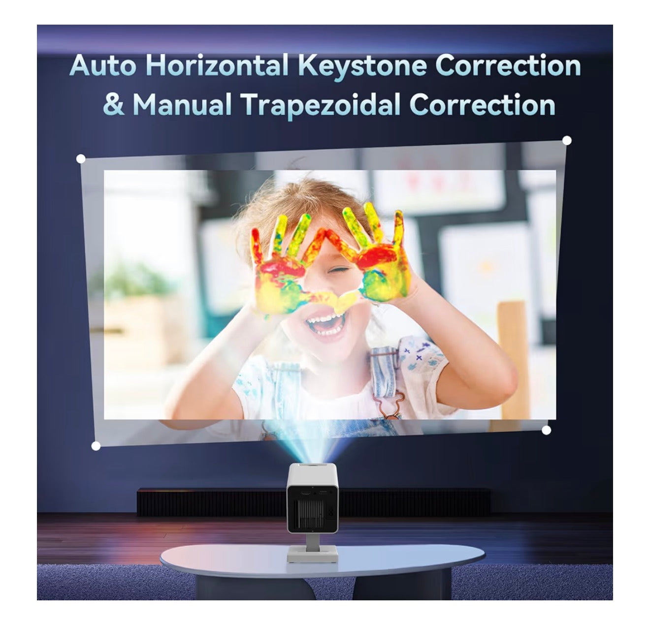 Mini Projector with WIFI 6 and Bluetooth, 4K 1080P Support Portable Projector Movie Auto Keystone for Laptop, PC, Smartphone