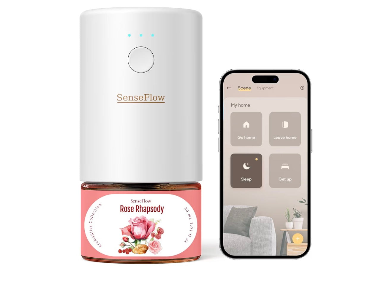 Essential Oil Diffuser Waterless Ultrasonic Smart Wi-Fi SF101S - 100% Plant-Based, LED Light, Adjustable Modes, 100㎡ Covers, 120-Day Scent - Air Freshener & Aromatherapy