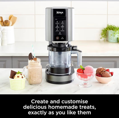 CREAMi Ice Cream Maker & Frozen Dessert Maker with 3 Tubs, 7 Programs, Makes Ice Cream, Gelato, Sorbet, Smoothie Bowl, Milkshakes and more, Black/Silver, Makes 1.4L of Ice Cream, NC300UK