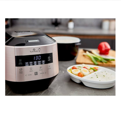 Yum Asia Bamboo Rice Cooker with Induction Heating (IH) and Ceramic Bowl, 7 Rice Cooking Functions, 4 Multicooker Functions, Motouch LED Display (1.5L) 220-240V UK/EU Power (Champagne Rose and Black)