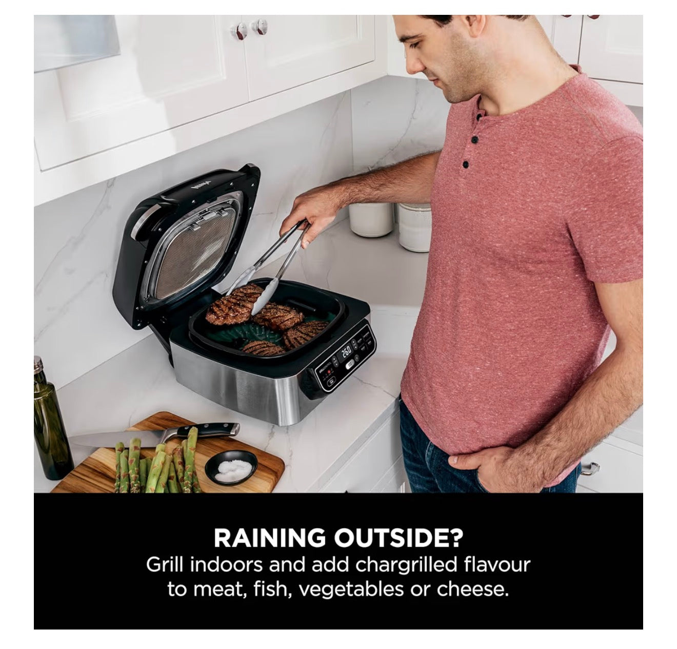 Foodi Health Grill & Air Fryer 5.7L with Cyclonic Air Technology, 5-in-1, Air Fry, Grill, Bake, Roast, Dehydrate, Dishwasher Safe Parts, Cleaning Brush, Black/Silver AG301UK
