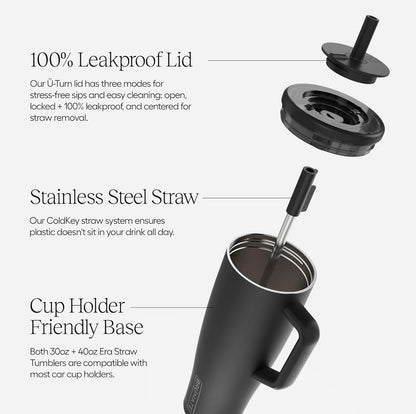 BrüMate 1.2L Tumbler with Straw and Lid | 100% Leakproof | Cold for 24 Hours | 40Oz Metal Water Bottle with Handle | Insulated Cup | Stainless Steel Travel Gym Mug (Matte Black)