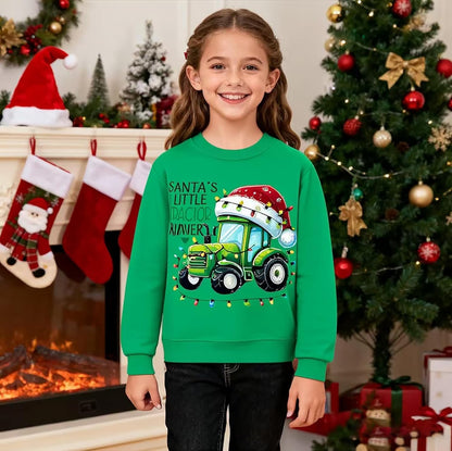 XJUERAA Christmas Sweatshirt for Boys Girls Xmas Jumper Kids Long Sleeve Santa Claus Unisex Tops Reindeer Christmas Car T-Shirts Winter Casual Pullover Children Gift Clothes Age 7-11 Years