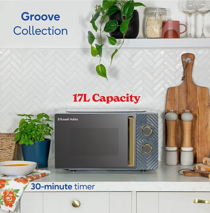 Russell Hobbs  Litre 700W White Solo Manual Microwave with Groove Design, 5 Power Levels, Integrated Timer and Defrost Function, Easy Clean RHMM723