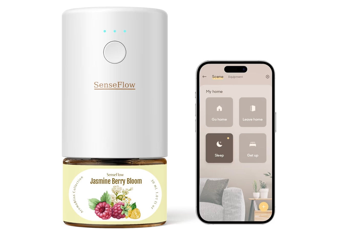 Essential Oil Diffuser Waterless Ultrasonic Smart Wi-Fi SF101S - 100% Plant-Based, LED Light, Adjustable Modes, 100㎡ Covers, 120-Day Scent - Air Freshener & Aromatherapy