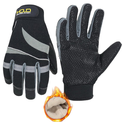 Thermal Winter Work Gloves, Padded Safety Working Gloves, Cold Weather Mechanic Freezer Warehouse Construction Gloves (Grey-Grip, M)