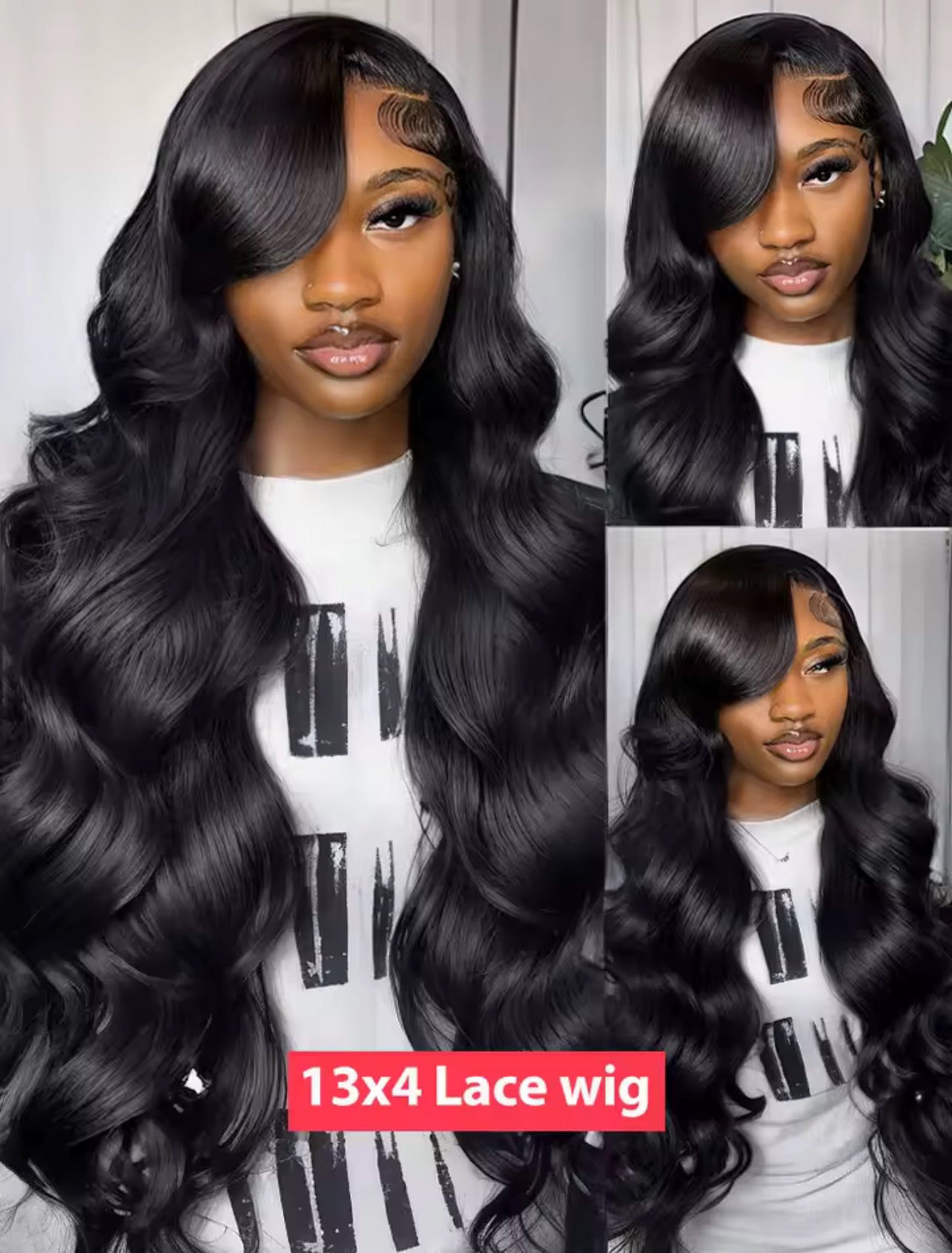 100% Human Hair Lace Front Wig – 13x6 Body Wave, 13x4 Front, HD Lace, Pre-Plucked, 30–40 Inch, Brazilian Hair, 200% Density