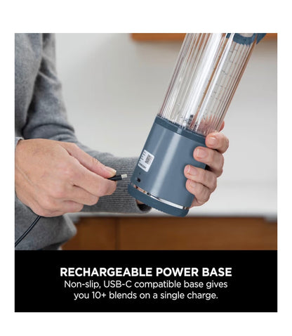 Blast Portable Blender, 530ml, Leakproof Lid & Sip Spout, Powerful Cordless Mini Blender, Rechargeable, Portable Smoothies, Protein Shakes, Blends Ice & Frozen Fruit, Denim Blue, BC151UKNV
