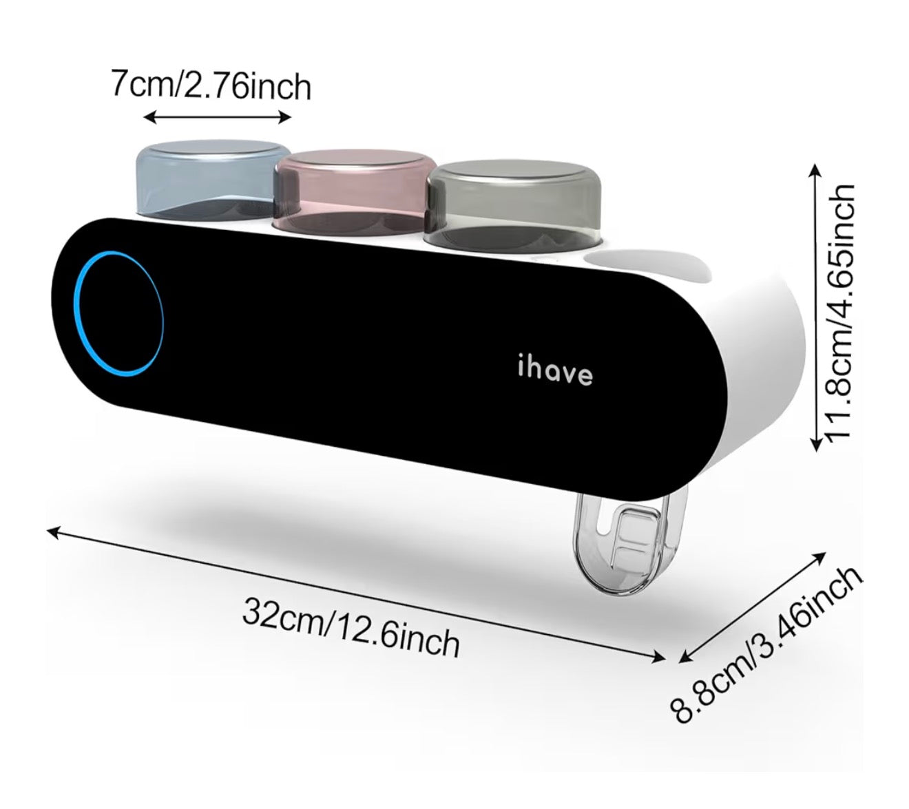 iHave Toothbrush Holder for Bathroom, UV Toothbrush Sanitizer and Holder Smart Home Bathroom Accessories, 3 Cups Electric Toothbrush Holder Wall Mounted with Toothpaste Dispenser Bathroom Decor