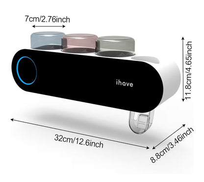 iHave Toothbrush Holder for Bathroom, UV Toothbrush Sanitizer and Holder Smart Home Bathroom Accessories, 3 Cups Electric Toothbrush Holder Wall Mounted with Toothpaste Dispenser Bathroom Decor