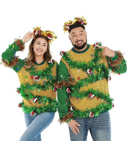 Unisex Men's LED Christmas Jumper Light Up Novelty Rudolph Santa Reindeer Snowflakes Knitted Xmas Tree Ladies Sweater