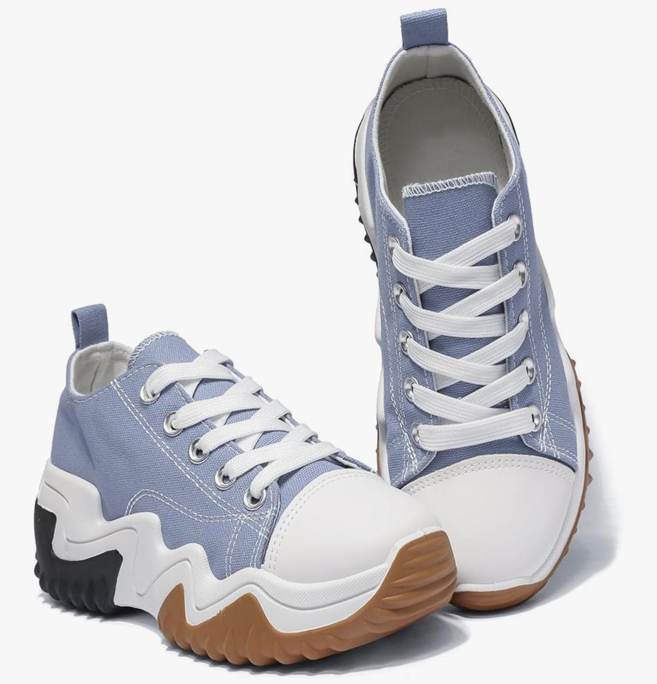 INNERSECT CO Women’s Chunky Platform Trainers – Canvas Lace-Up Sneakers with 5cm Thick Sole | Comfortable Casual Shoes for Travel & Daily Wear