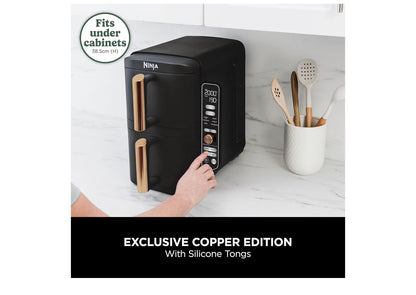 Double Stack XL Air Fryer, Vertical Dual Drawer Air Fryer with 4 cooking levels, 2 Drawers & 2 Racks, Space Saving Design, 9.5L Capacity, 6 Cooking Functions, 8 Portions, Copper Black SL400UKCP