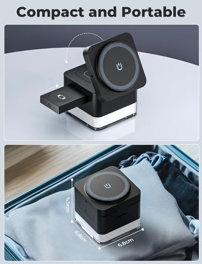 4 in 1 Wireless Charging Station for Apple with Night Light, Foldable 3 in 1 Iphone/Watch/AirPods Charger Stand 15W (6.8 * 6.8 * 6.8cm)