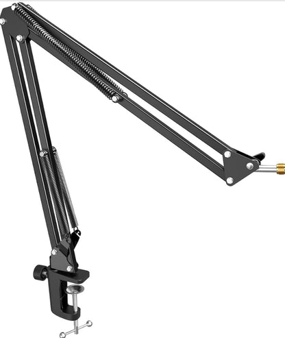 SUNMON for Fifine AM8 White Boom Arm,Universal Microphone Boom Arm with 3/8" to 5/8" Screw Adapter Clip, Desk Clamp Studio Boom Arm Podcast Mic Arm, Compatible with Fifine AM8 and Most Microphones