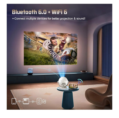 XBJ 360 Portable Projector, Support 4K 1080P 300 ANSI Mini Projector with Wifi and Bluetooth, Auto Keystone Movie Projector, Proyector Portátil, Perfect for Movie Nights, White