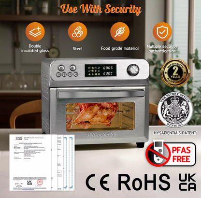 24L Air Fryer Oven with Rotisserie Digital Knob 1800W 10In1 Airfryer