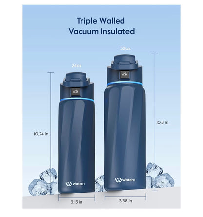 Boost Smart Water Bottle that Reminds You to Drink, 24oz BPA-Free Stainless Steel Vacuum Insulated Bottle, Wide Mouth Water Tracker Bottle with APP, Ideal for Christmas, Thanksgiving Day