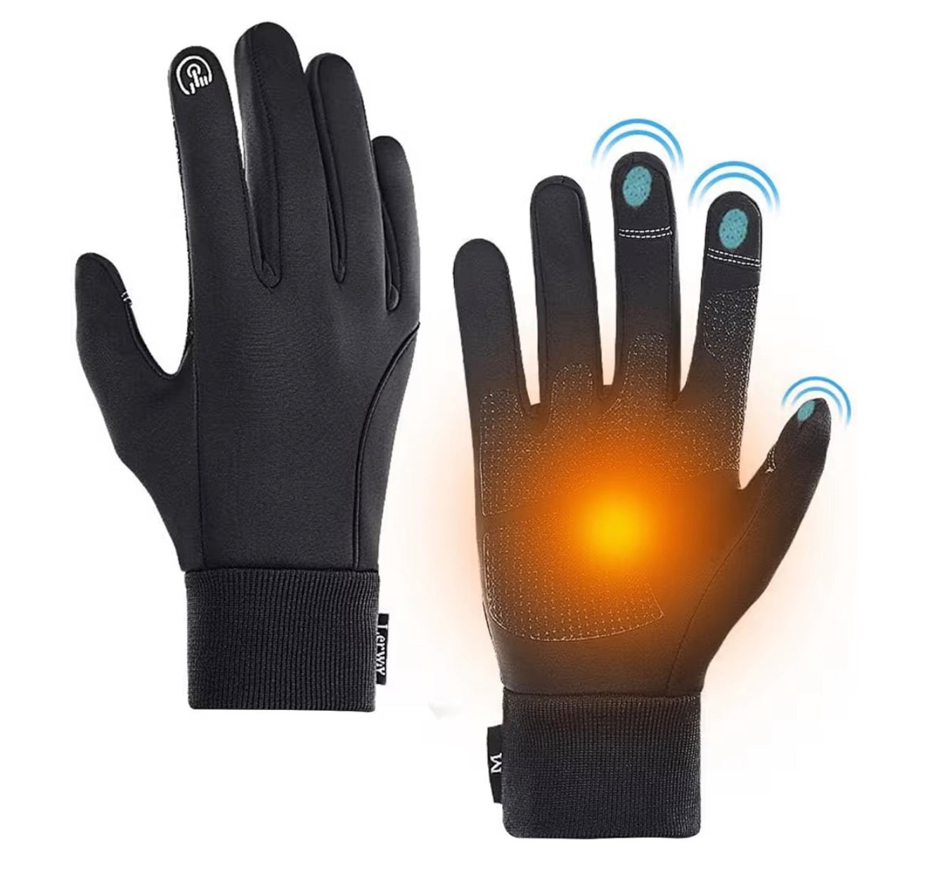 LERWAY Winter Warm Gloves, Touchscreen Gloves Windproof Water-Resistant Thermal Non-slip MTB Gloves Black for Men Women Running Driving Cycling Climbing Hiking Skiing