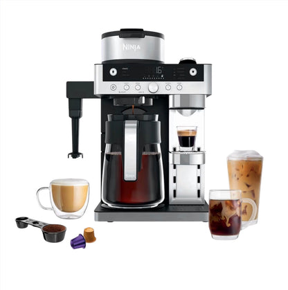 Prestige 2-in-1 Filter Coffee and Pod Capsule Machine with Built-in Milk Frother, Make Lattes, Iced Coffee and Flat Whites, Black CFN802UK