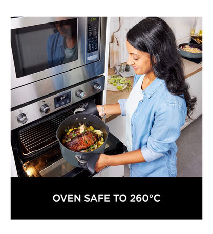 Foodi 8-in-1 PossiblePot with ZEROSTICK, Roasting/Steaming Rack, Strainer, Utensil, Glass Lid, 6.6L, Induction Compatible, Oven Safe to 260°C, Sea Salt Grey CW202GYUK
