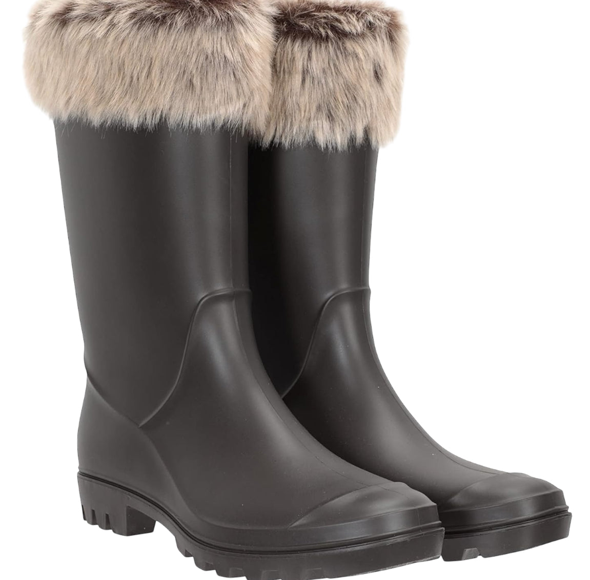 Faux Fur Womens Wellies - Fully Waterproof Ladies Wellington Rain Boots, Cotton Lining, Moulded Footbed - Best for Autumn Winter, Outdoors & Daily Use