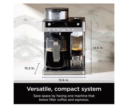 Prestige 2-in-1 Filter Coffee and Pod Capsule Machine with Built-in Milk Frother, Make Lattes, Iced Coffee and Flat Whites, Black CFN802UK