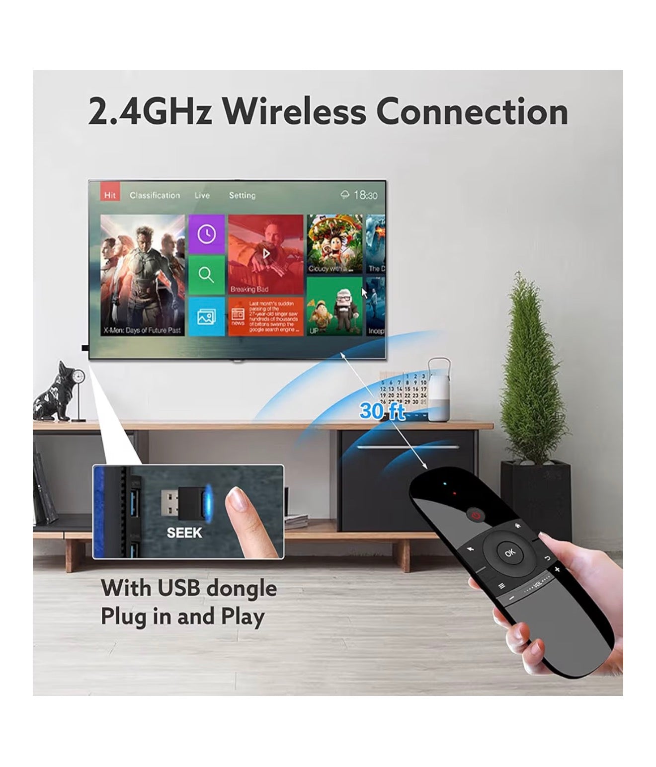 WeChip Mini Air Fly Mouse Remote 2.4G Motion Sensing Controller with Keyboard for Android TV Box/PC/TV
