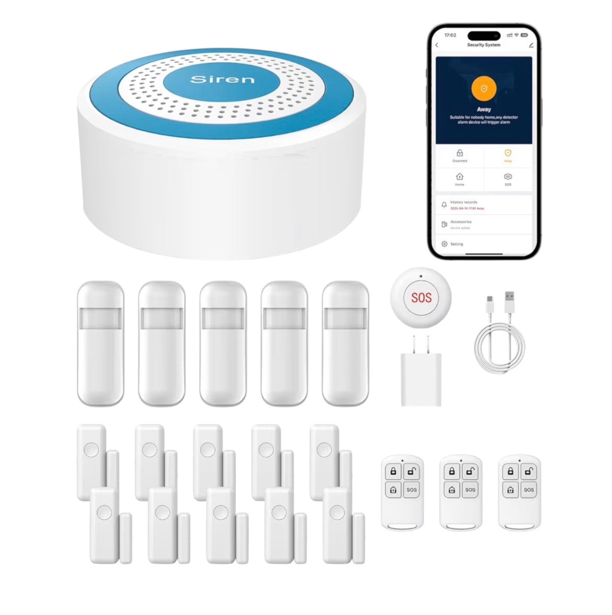 Wireless Home Security Systems– No Monthly Fee, App & Smart Voice Control (Alexa & Google), DIY Installation, Loud Siren, Door/Window & Motion Sensors, Compatible with Smart Life & Tuya Apps