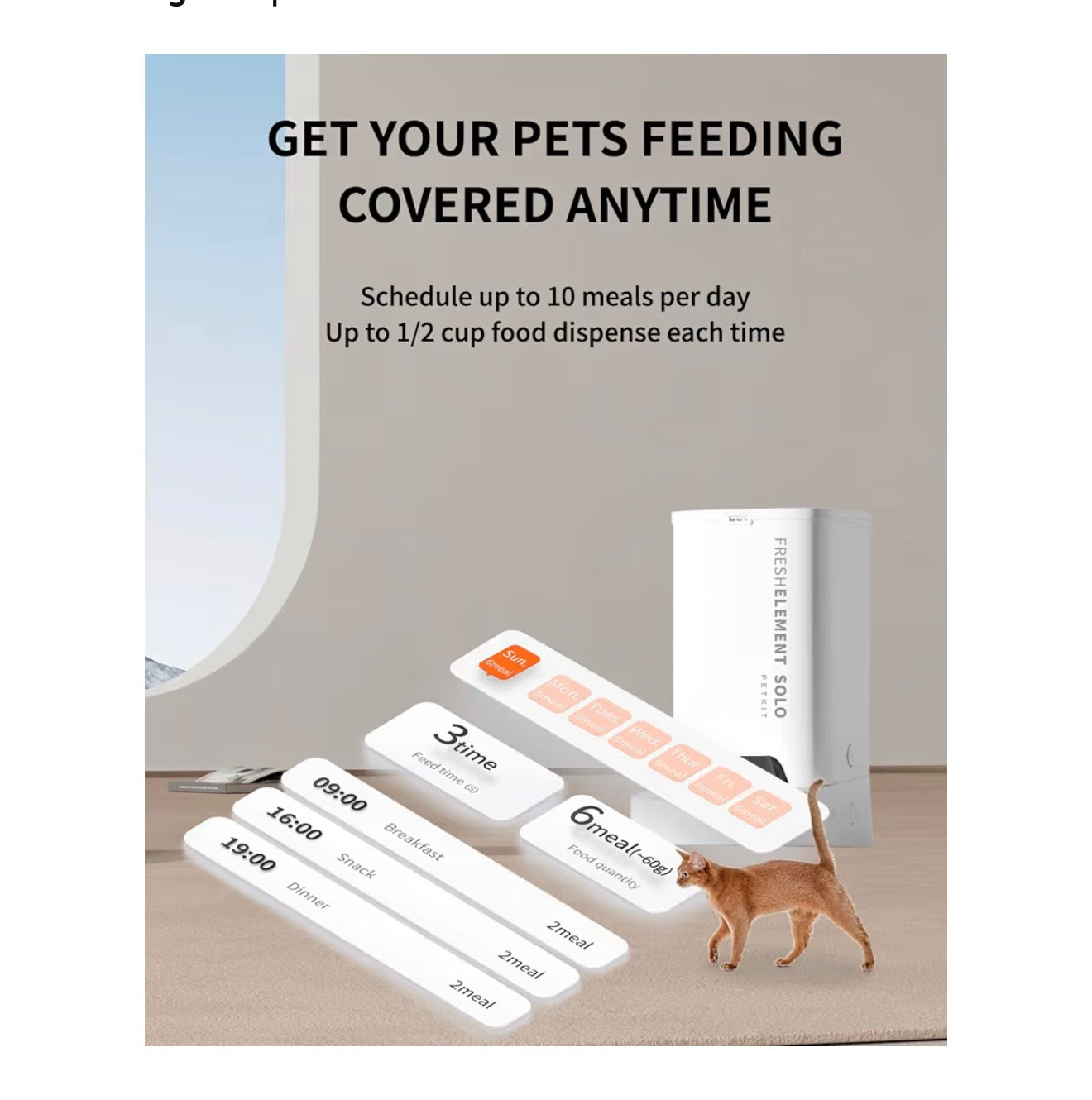 PETKIT Automatic Cat Feeder, 2.4GHz Auto Cat Feeder with App Control 3L, Low Food & Blockage Sensor, 304 Stainless Steel Bowl, Fresh Lock Technology,1-30 Meals/Day Anti-Clog Pet Feeder, White