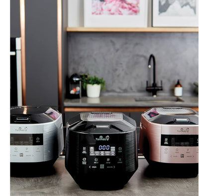 Yum Asia Bamboo Rice Cooker with Induction Heating (IH) and Ceramic Bowl, 7 Rice Cooking Functions, 4 Multicooker Functions, Motouch LED Display (1.5L) 220-240V UK/EU Power (Champagne Rose and Black)