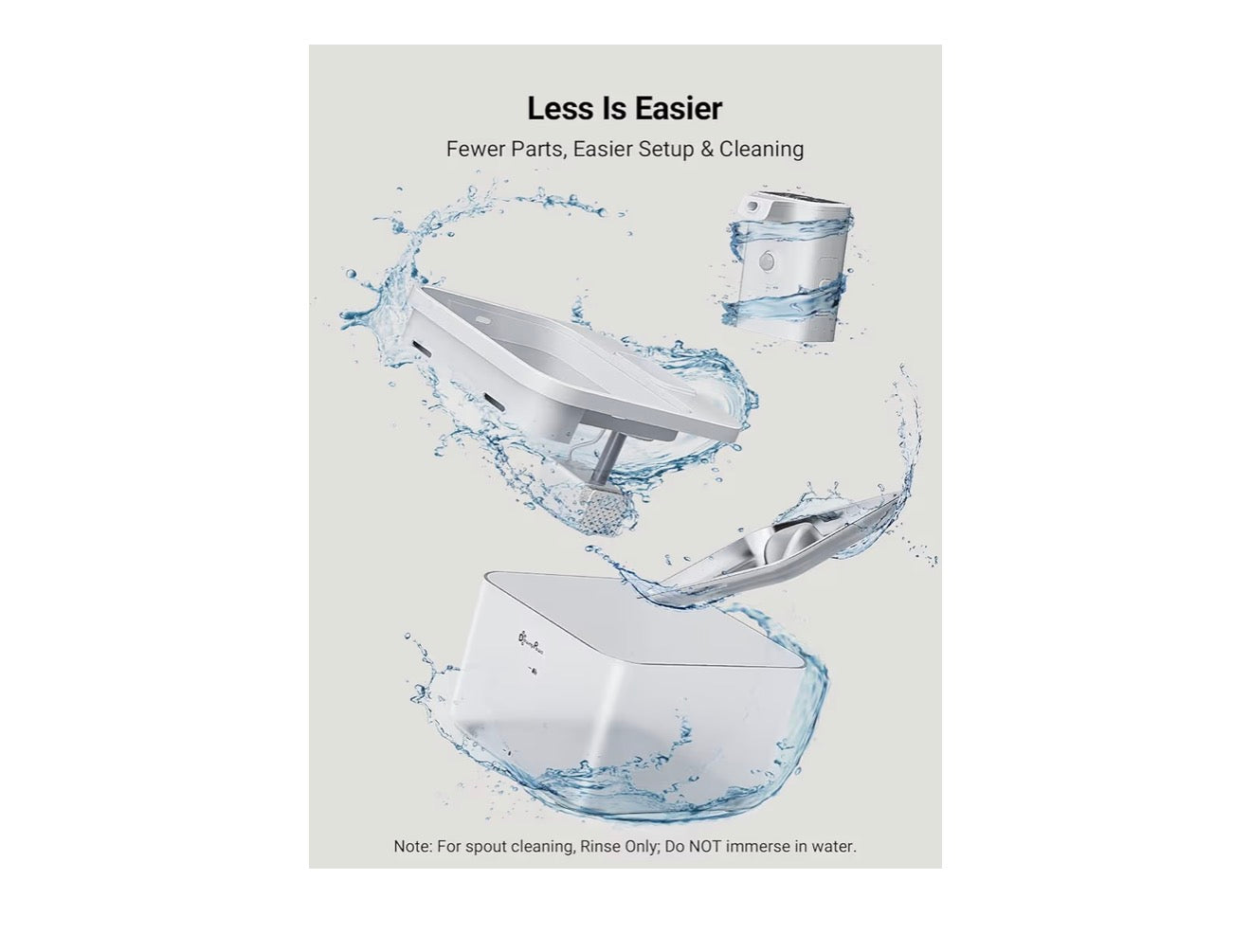 DownyPaws Wireless Cat Water Fountain for Drinking, 2.5L Battery-Operated Cat Water Fountain Cordless with Motion Sensor, 4000 mAh, Quiet Water Pump and Stainless Steel Tray for Cats, White